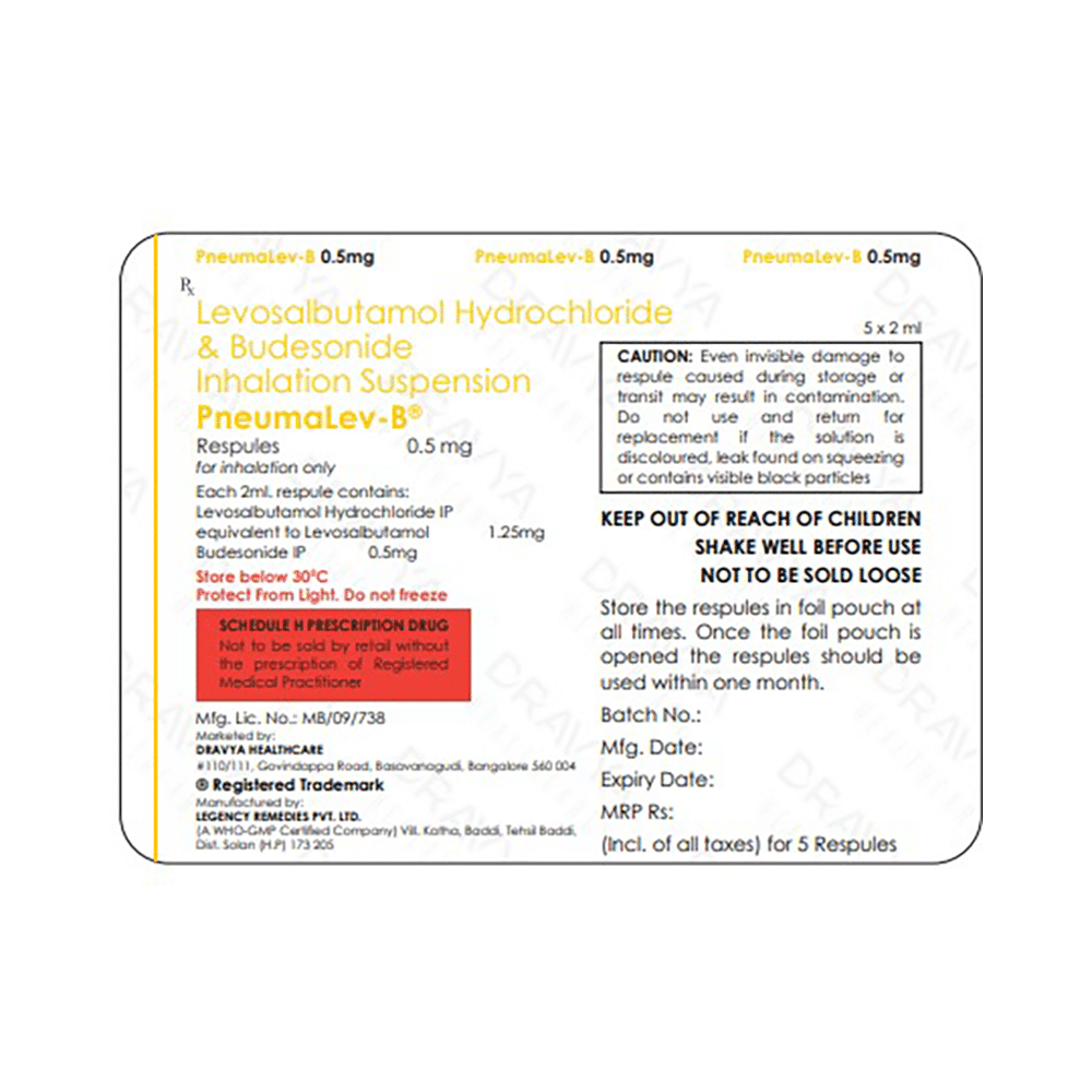 Pneumalev-B 0.5mg Respules (2ml Each) - Image 2