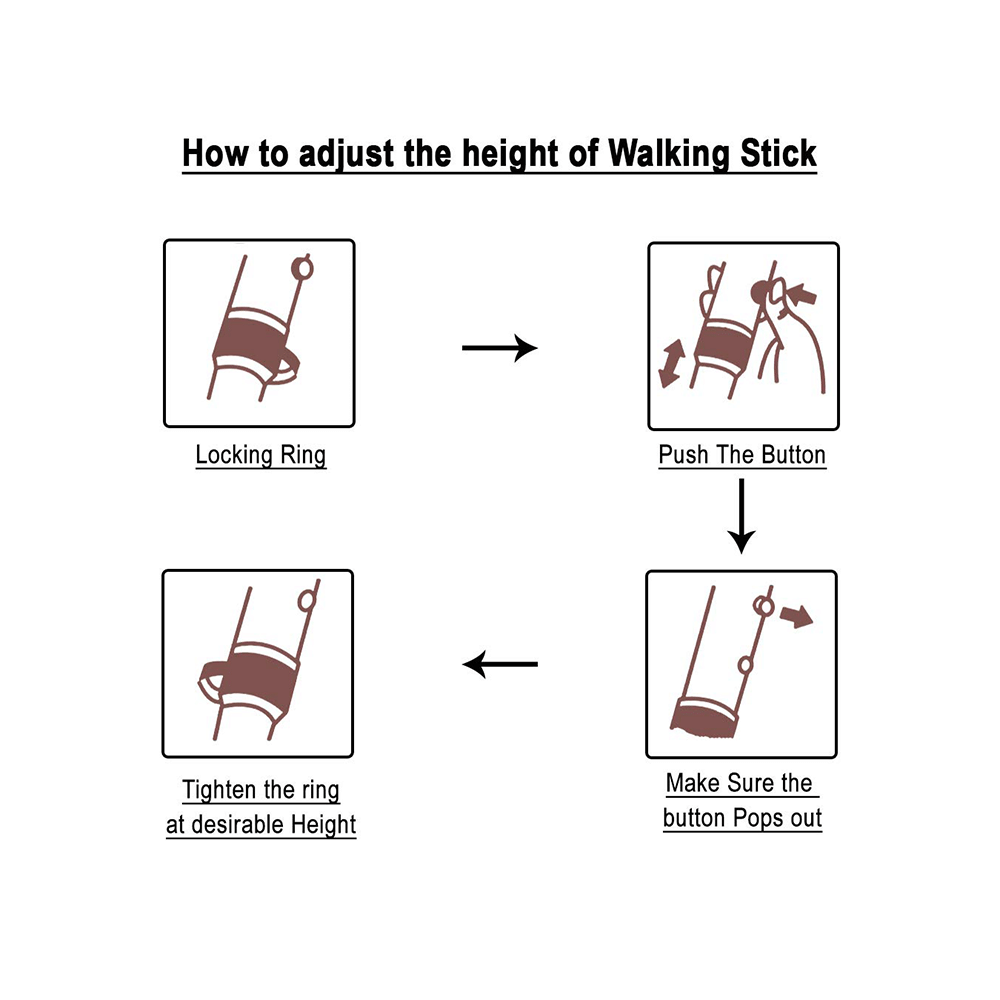MCP Jindal Height Adjustable Walking Stick Brown - Image 3