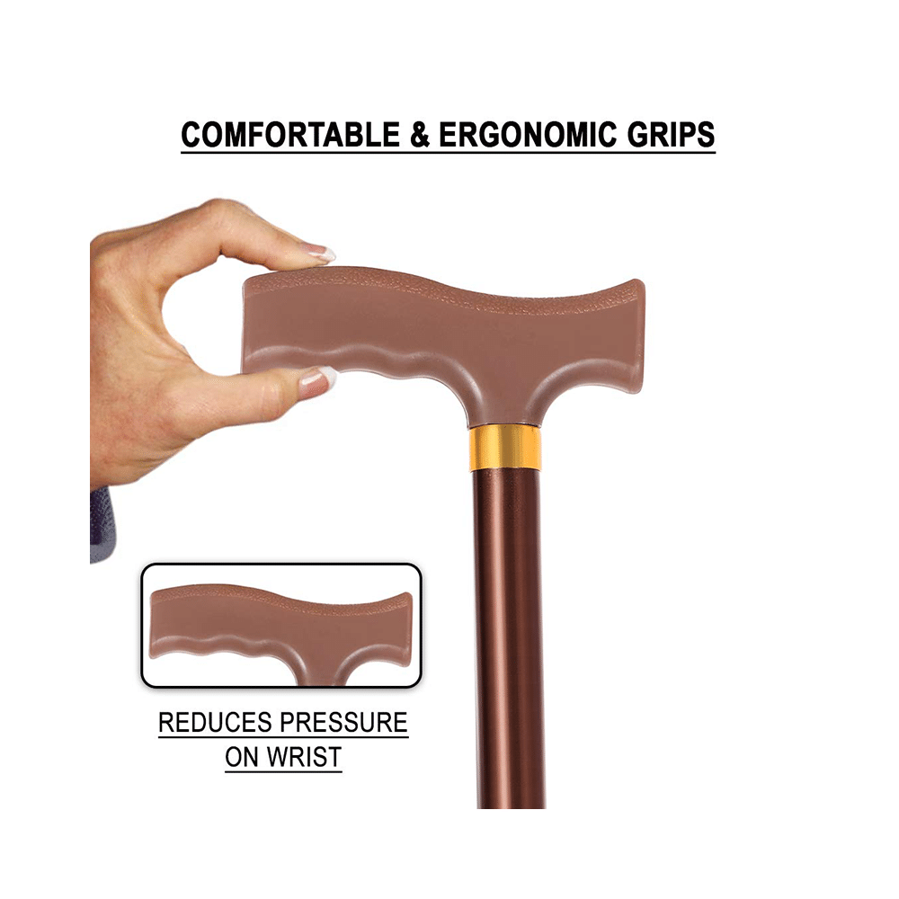 MCP Jindal Height Adjustable Walking Stick Brown - Image 5