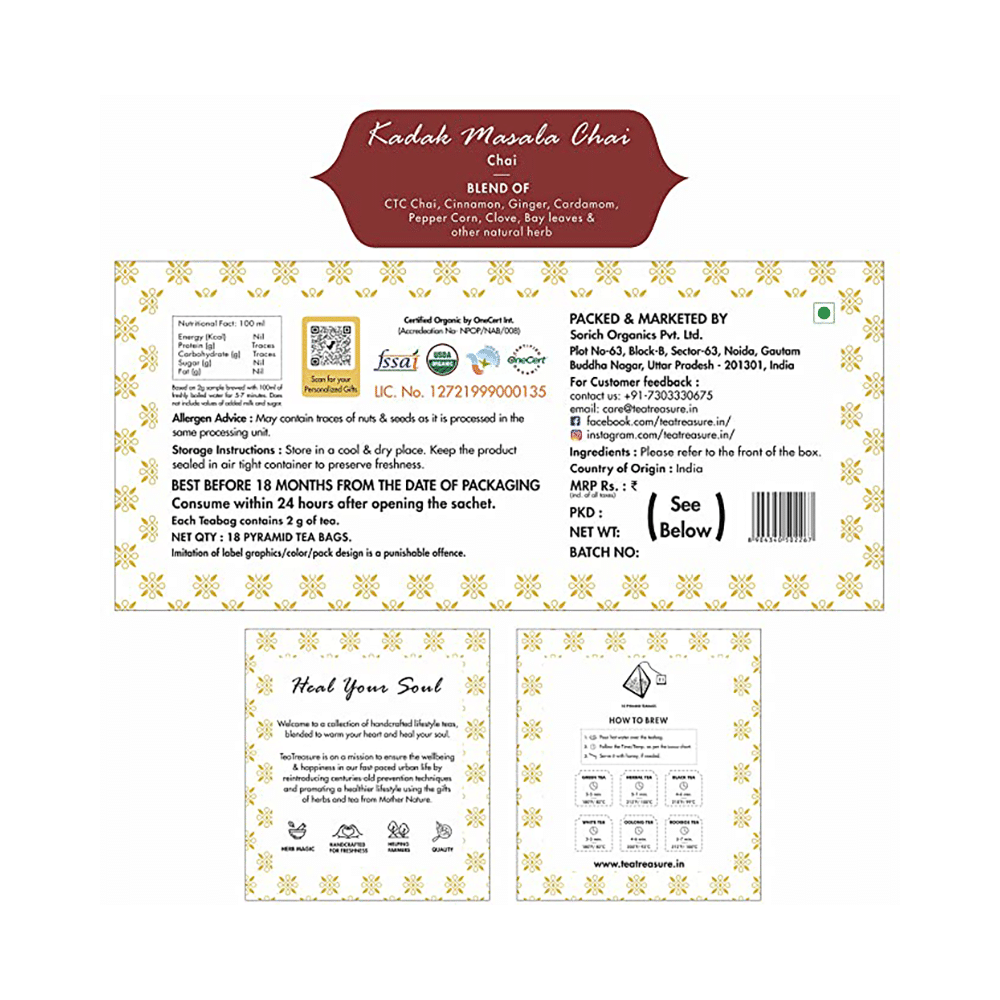 Tea Treasure Kadak Masala Chai Tea Bag (2gm Each) - Image 2