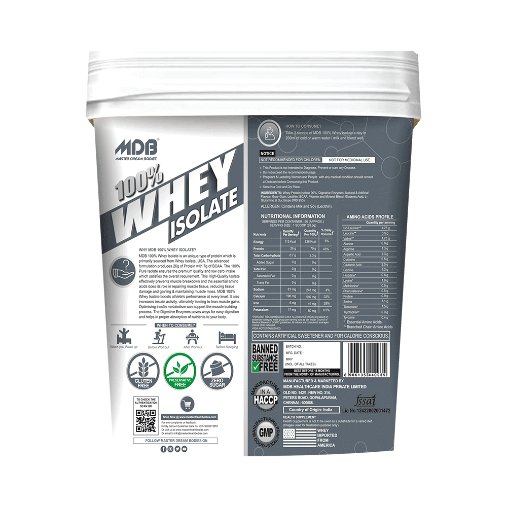 MDB Master Dream Bodies 100% Whey Isolate Strawberry - Image 2