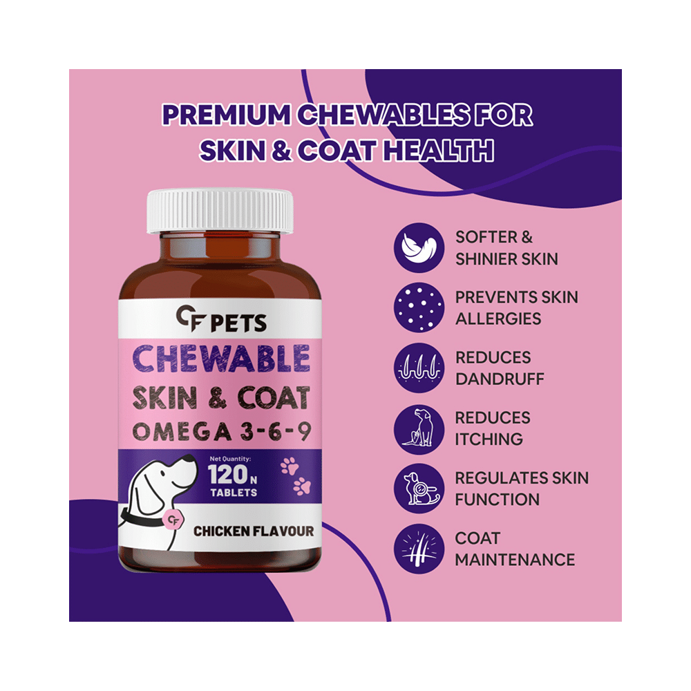 Carbamide Forte Pets Skin & Coat Omega 3-6-9 Chewable Tablet Chicken - Image 4