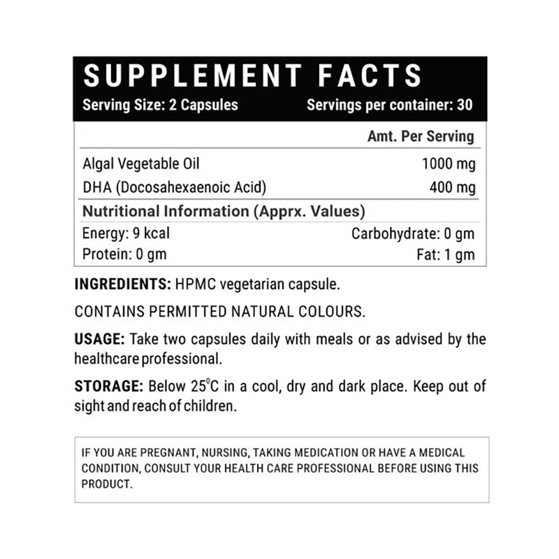 Inlife Algal DHA Vegetable Oil | Liquid Filled Veg Capsule for Heart & Brain Health - Image 2
