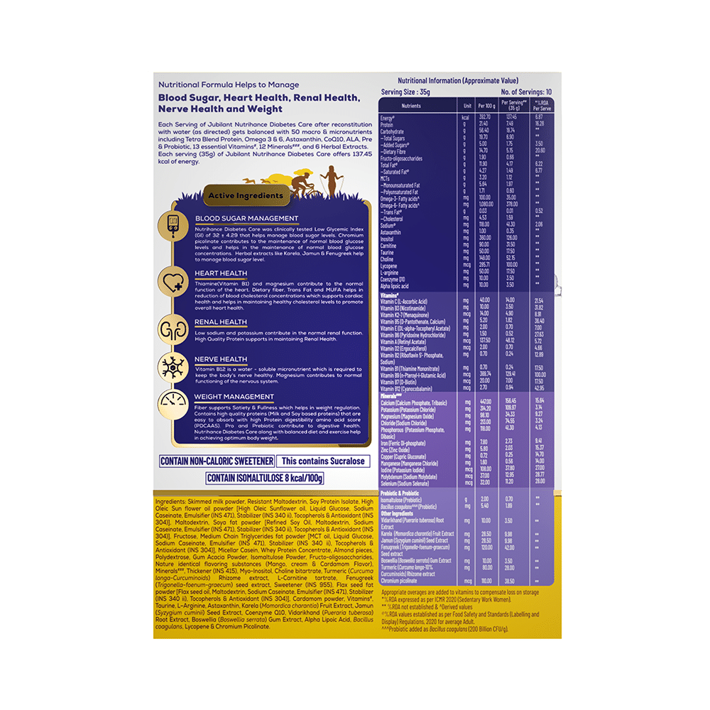 Jubilant Nutrihance Diabetes Care Sachet (35gm Each) | Gluten Free | Flavour Mango Badam - Image 2