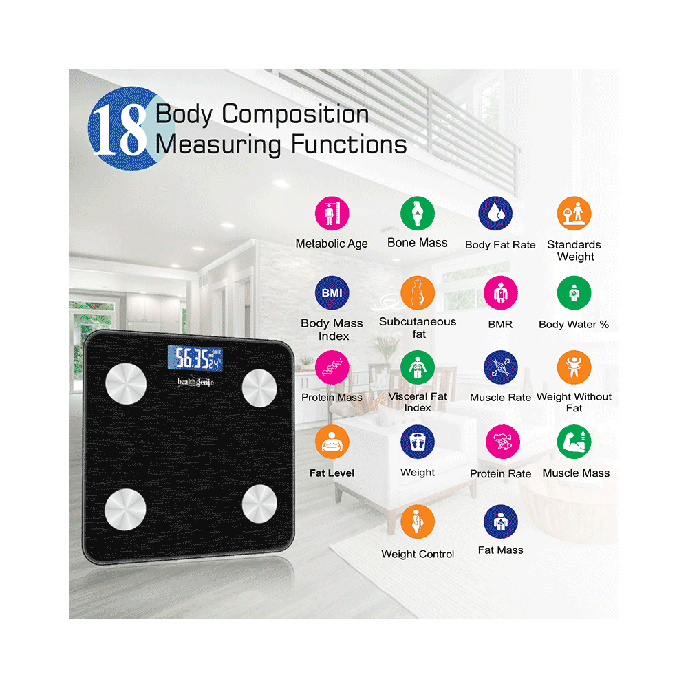 Healthgenie Smart Bluetooth Weight Machine with Fitness Mobile App Coal Black - Image 4