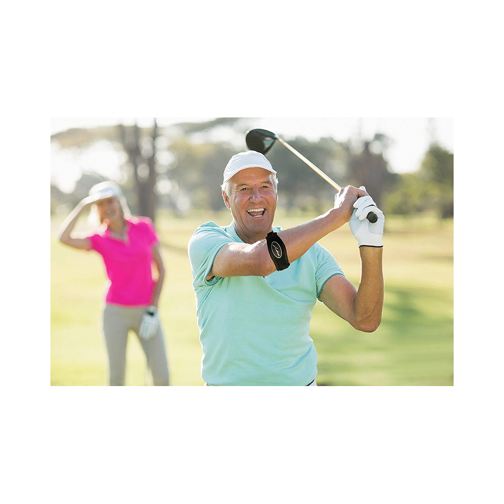 Dr. Arthritis Tennis & Golfer's Elbow Solution Support Strap Brace with Doctor Written Handbook Black - Image 2