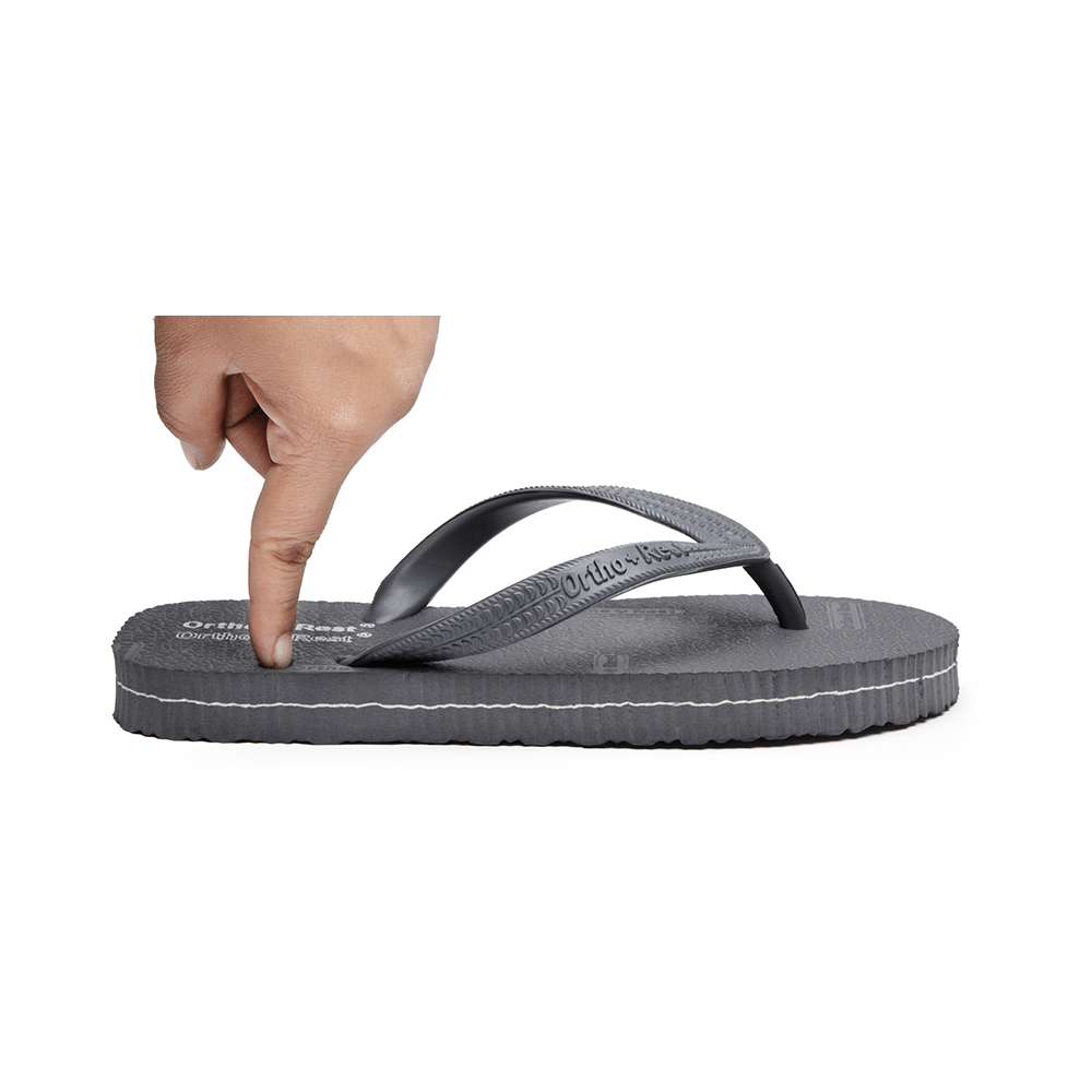 Ortho + Rest Unisex Hawaii Chappal Orthopedic Comfort, Bathroom Rubber Flip-Flops Grey 5 - Image 3