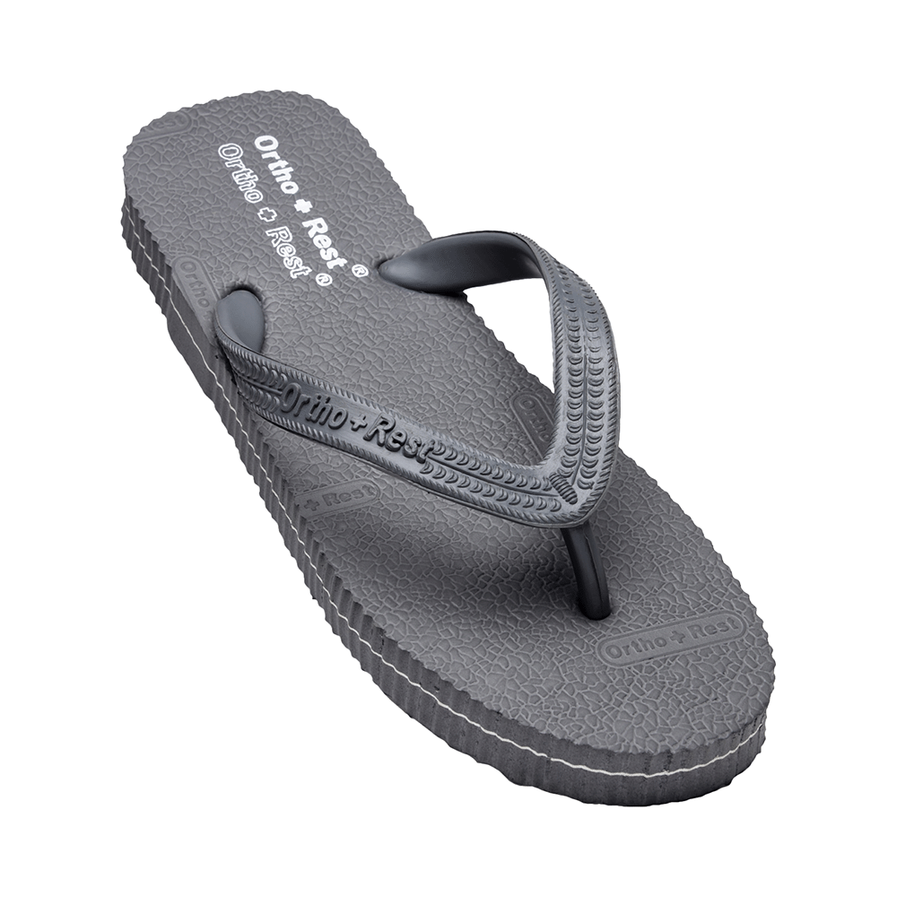 Ortho + Rest Unisex Hawaii Chappal Orthopedic Comfort, Bathroom Rubber Flip-Flops Grey 5 - Image 1