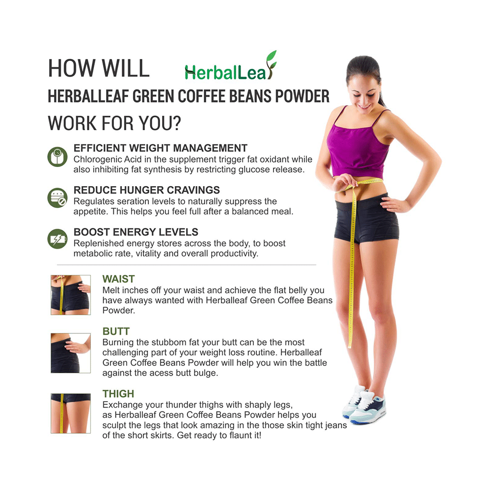 HerbalLeaf 100% Pure & Natural Green Coffee Beans Powder - Image 3