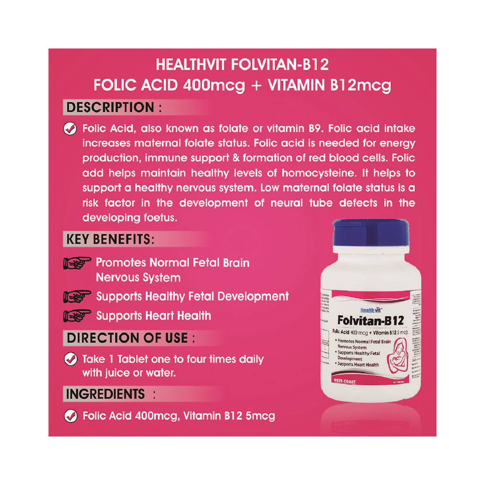 HealthVit Folvitan-B12 Tablet - Image 6