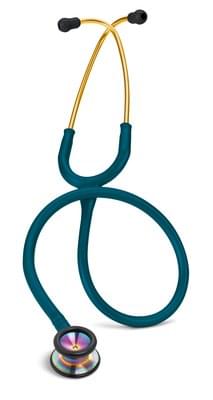 3M Littmann Classic II Pediatric Stethoscope, Rainbow-finish Chestpiece, Caribbean Blue Tube, 28 inch, 2153 - Image 1
