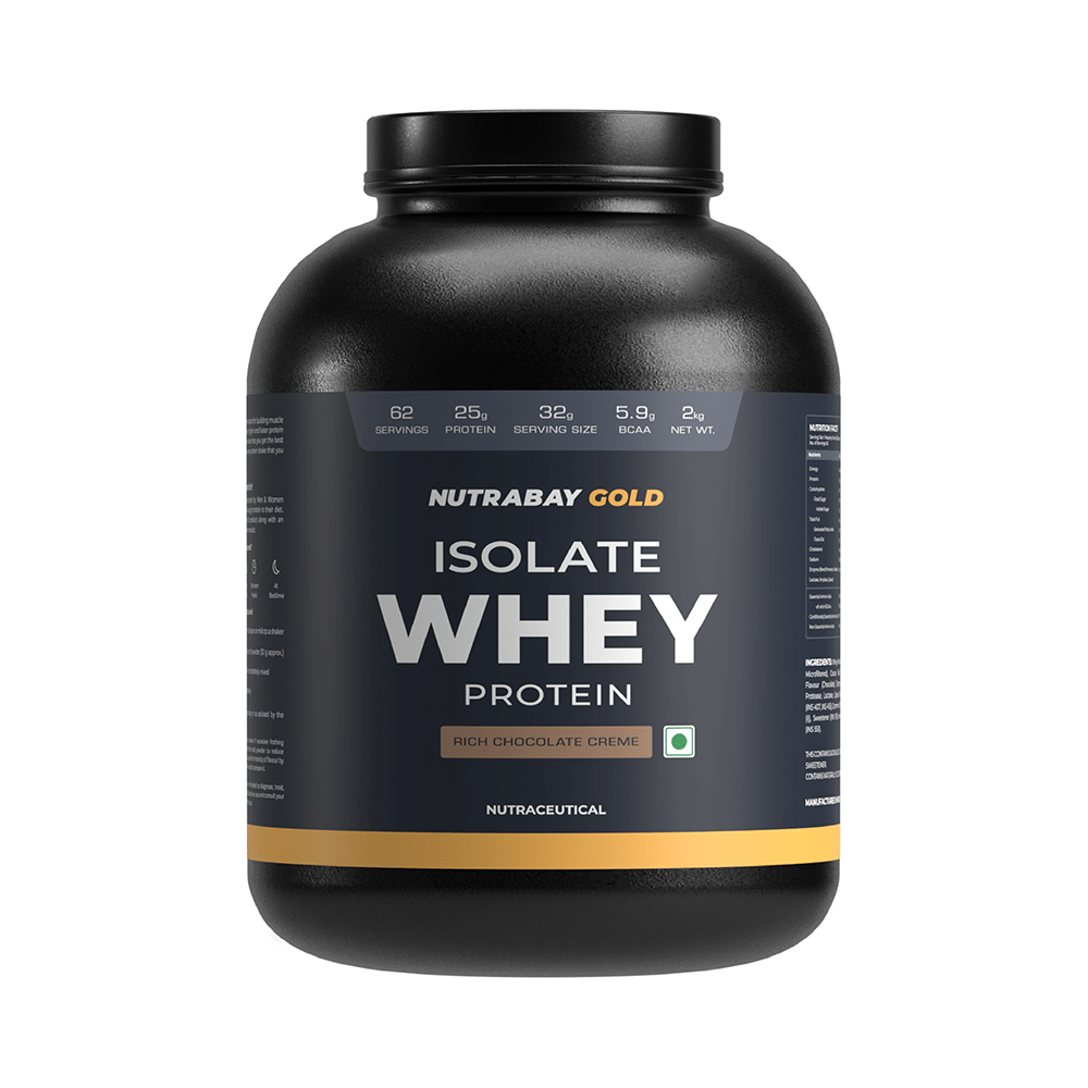Nutrabay Gold Isolate Whey Protein for Muscles, Recovery, Digestion & Immunity | No Added Sugar | Flavour Rich Chocolate Creme - Image 1