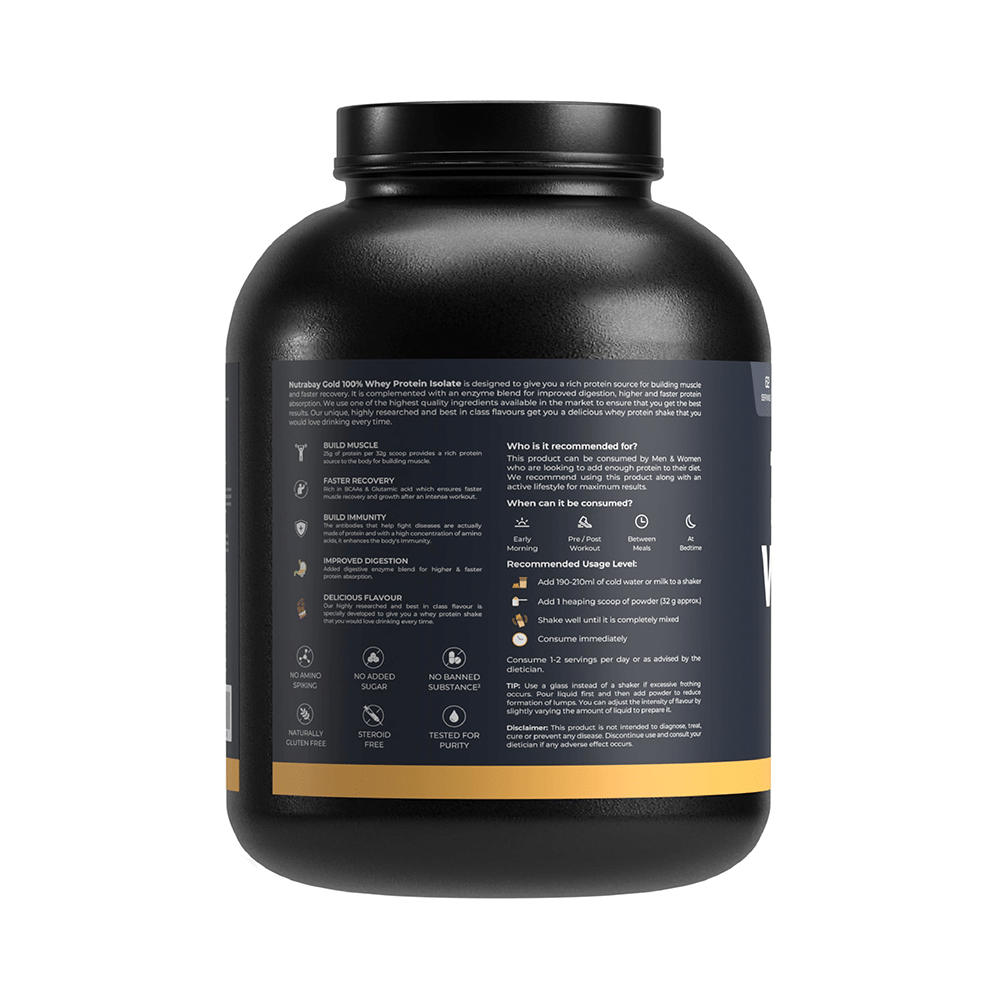Nutrabay Gold Isolate Whey Protein for Muscles, Recovery, Digestion & Immunity | No Added Sugar | Flavour Rich Chocolate Creme - Image 2