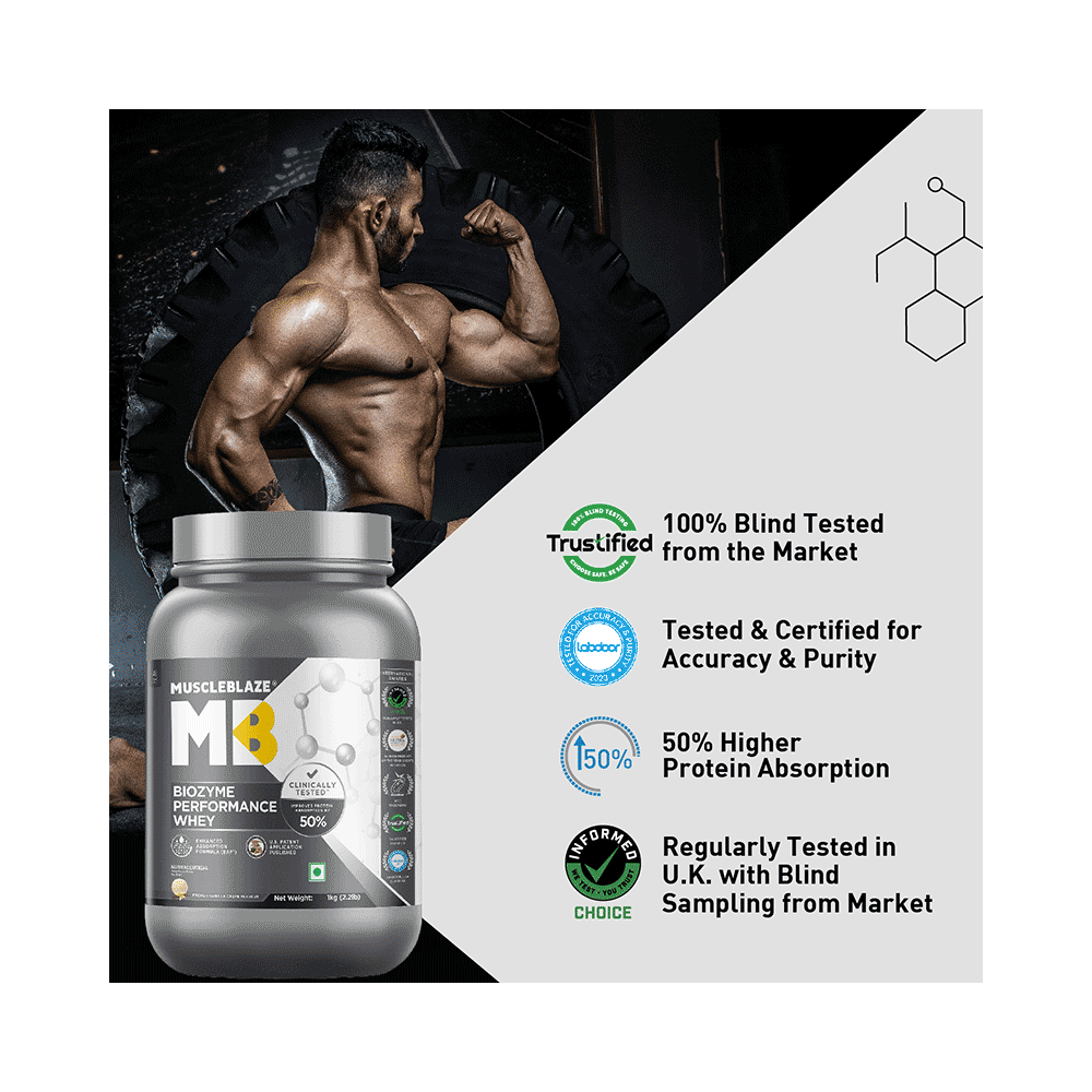 MuscleBlaze MuscleBlaze Biozyme Performance Whey Protein | For Muscle Gain | Improves Protein Absorption | Nutrition Care Powder French Vanilla Creme - Image 5