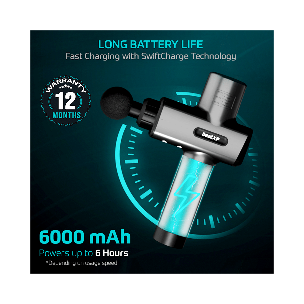 beatXP Bolt Pro Deep Tissue Massage Gun with Heat Dissipation Silver - Image 2