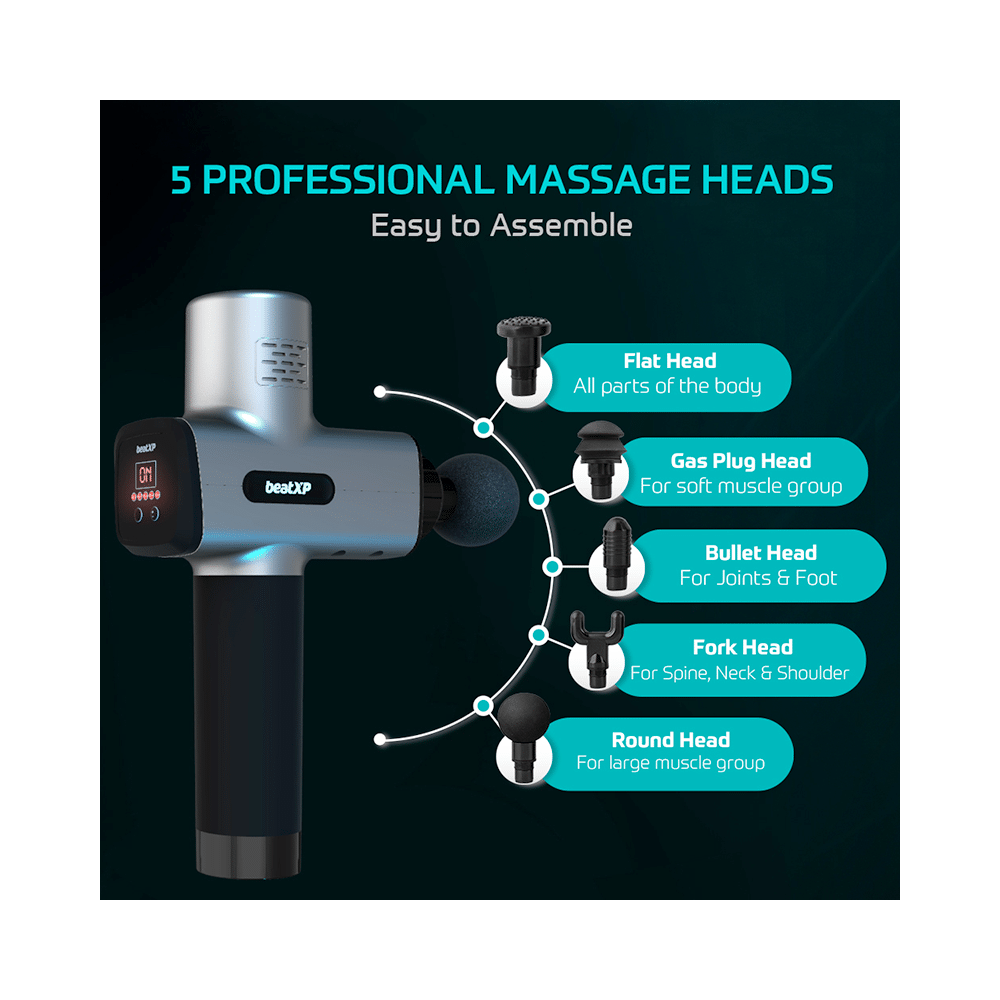 beatXP Bolt Pro Deep Tissue Massage Gun with Heat Dissipation Silver - Image 3