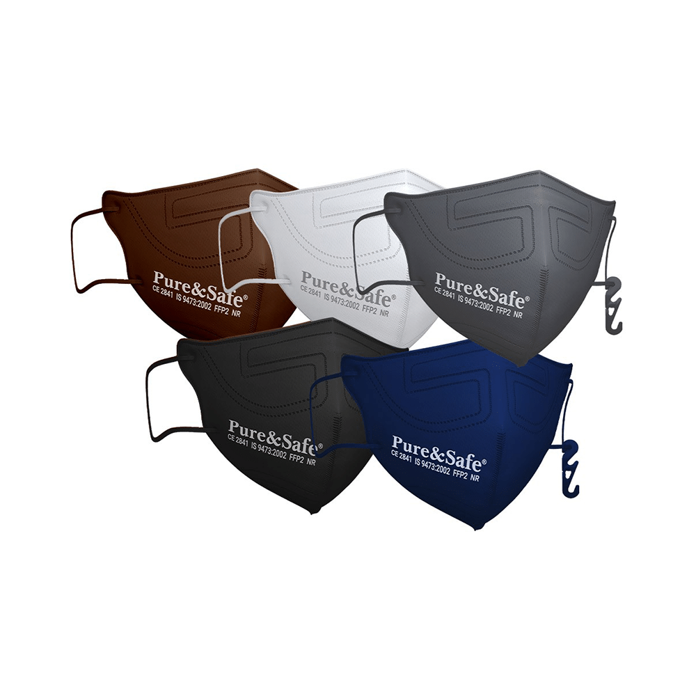 Pure & Safe Fusion Flo 5 Layer Filteration N95 Mask Black, Blue, Brown, Grey, White - Image 1