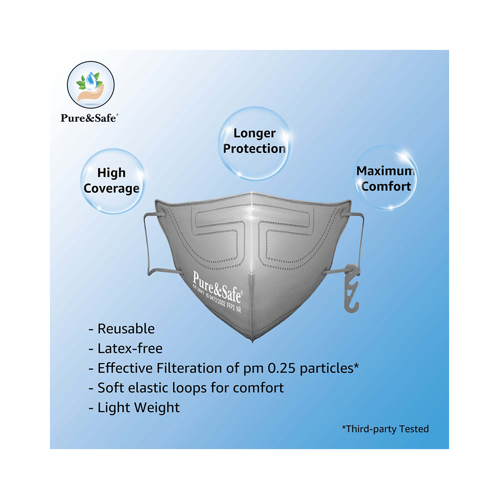 Pure & Safe Fusion Flo 5 Layer Filteration N95 Mask Black, Blue, Brown, Grey, White - Image 4
