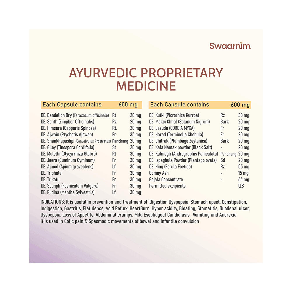 Swaarnim Ayurevda Digestive Care Capsule (120 Capsule) - Image 3