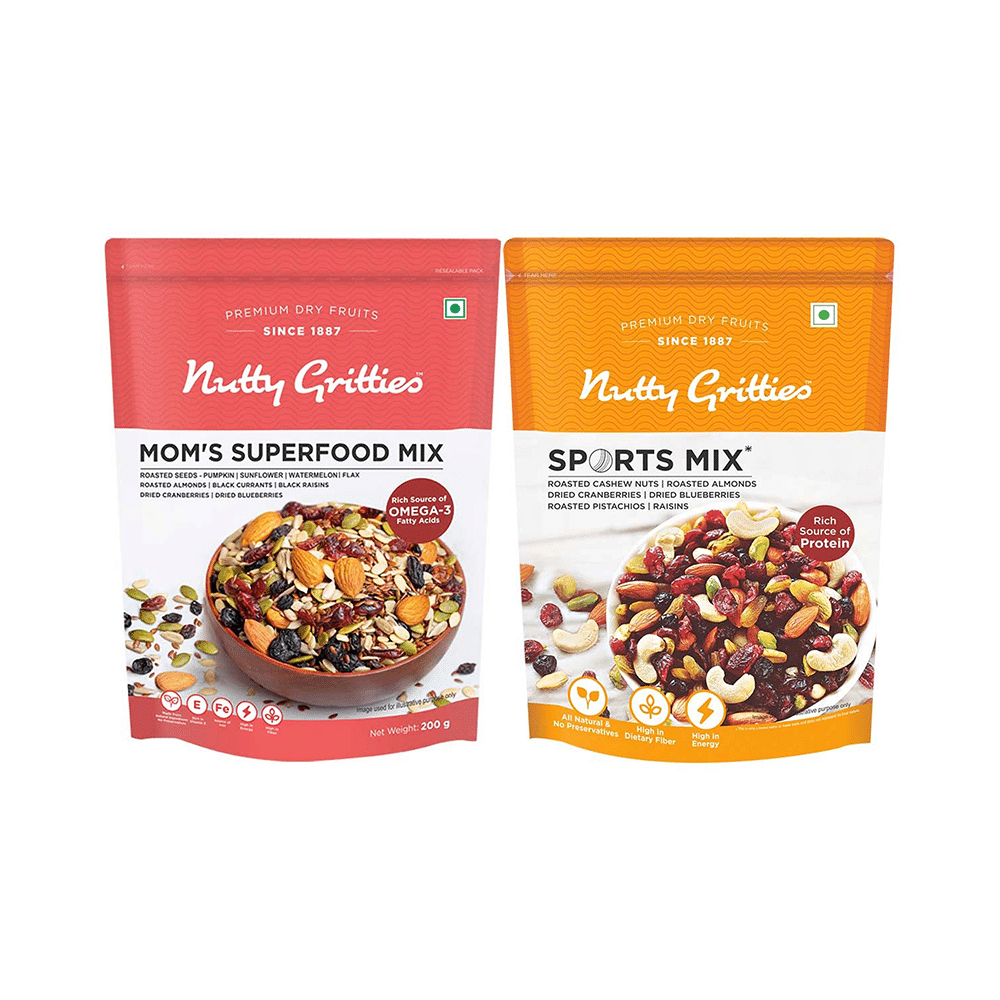 Nutty Gritties Combo Pack of Mom's Superfood Mix & Sports Mix (200gm Each) - Image 1