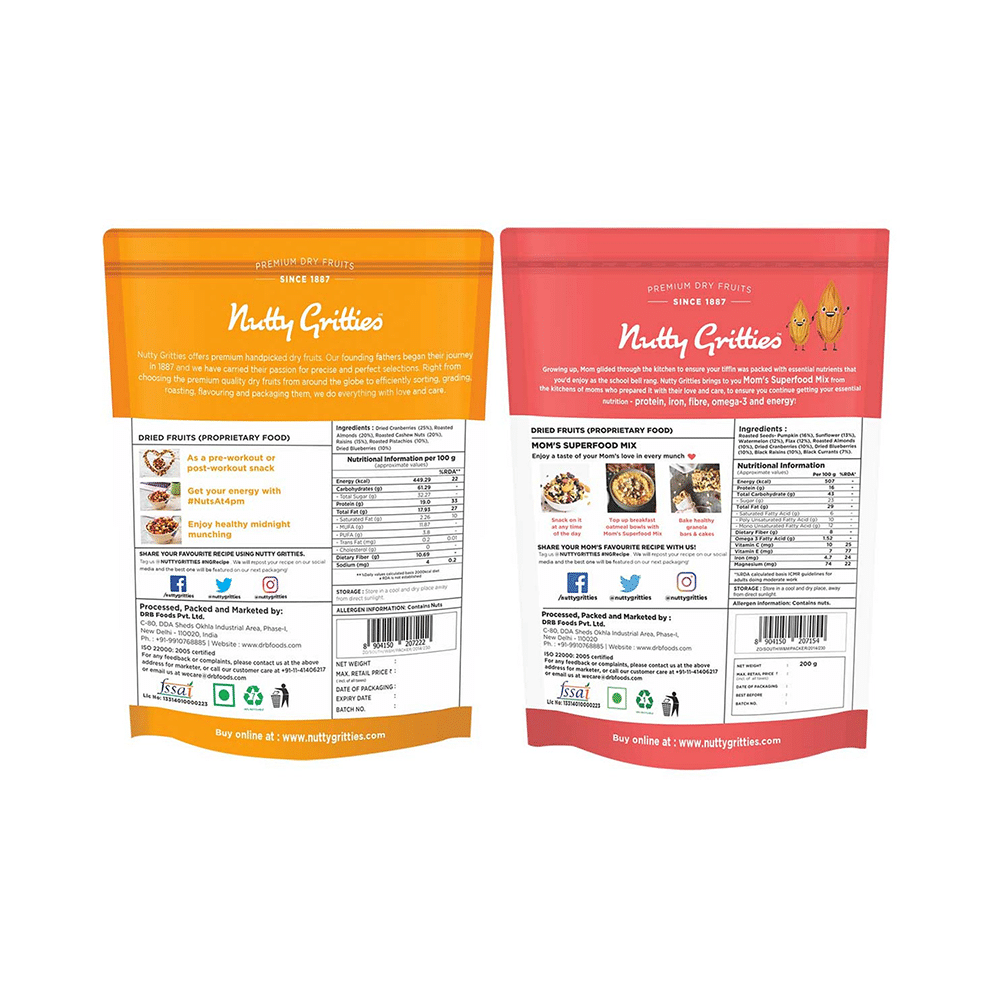 Nutty Gritties Combo Pack of Mom's Superfood Mix & Sports Mix (200gm Each) - Image 2