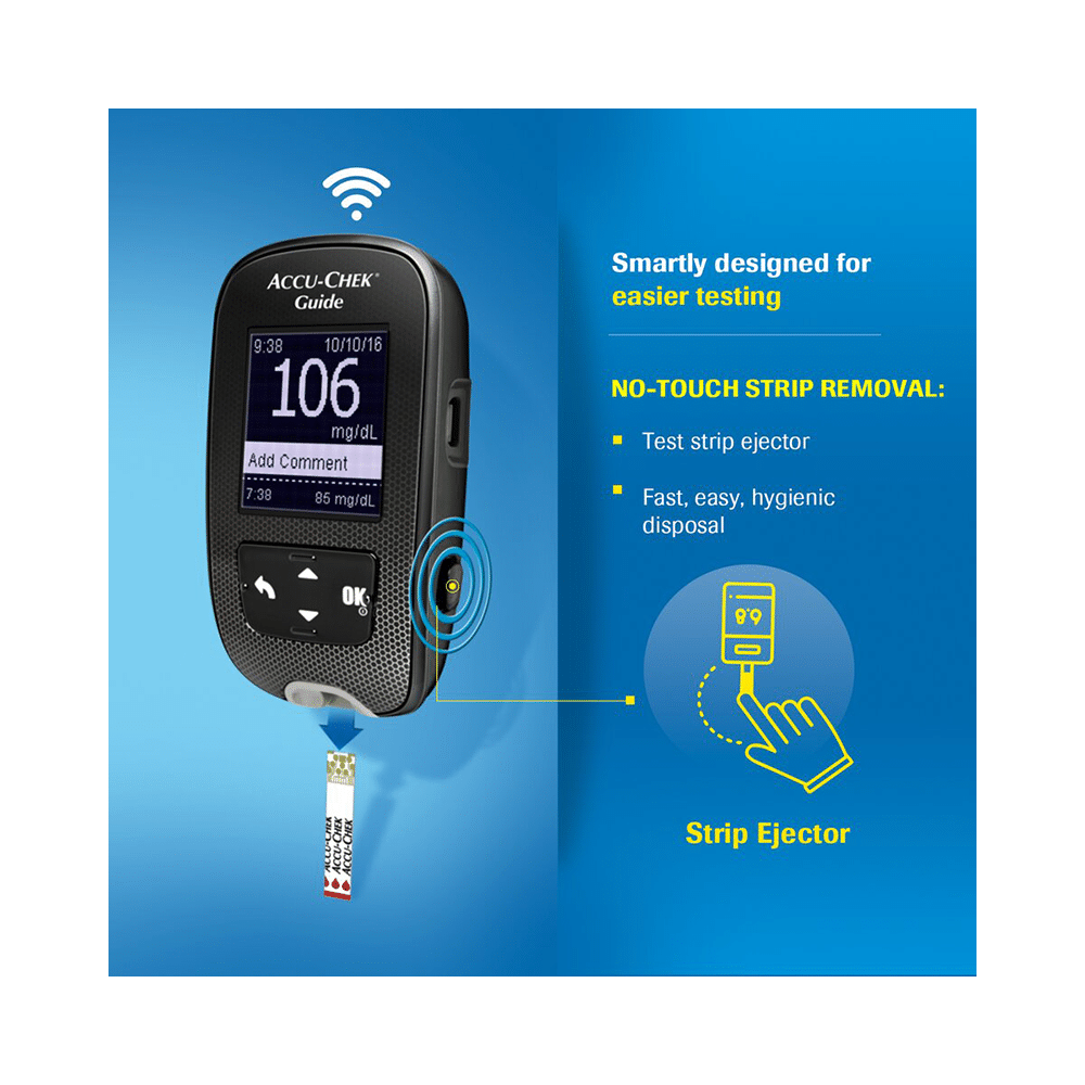 Accu-Chek Guide Combo of Blood Glucose Monitoring System with 10 Test Strips Free and 50 Test Strips - Image 17