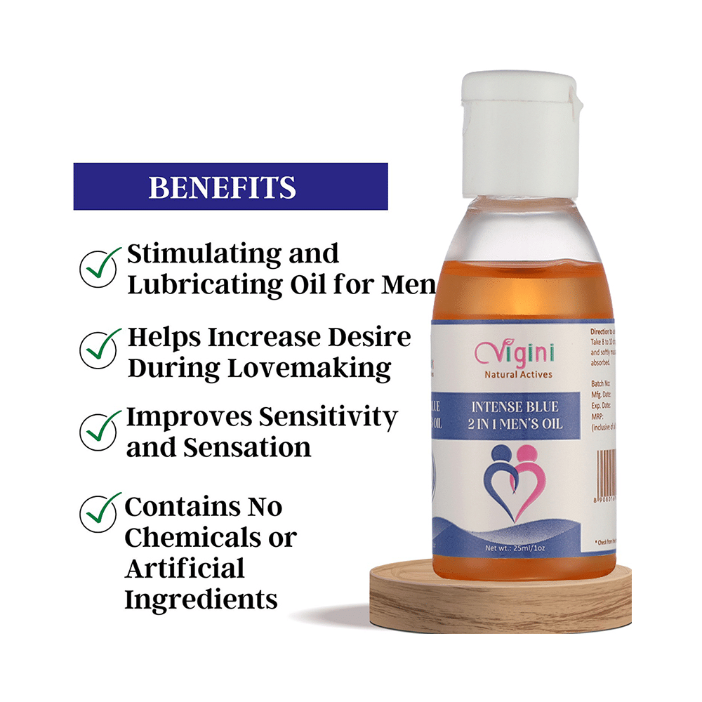 Vigini VPlus Natural Actives Intense Blue 2 in 1 Men's Lubricant Lube Oil - Image 2