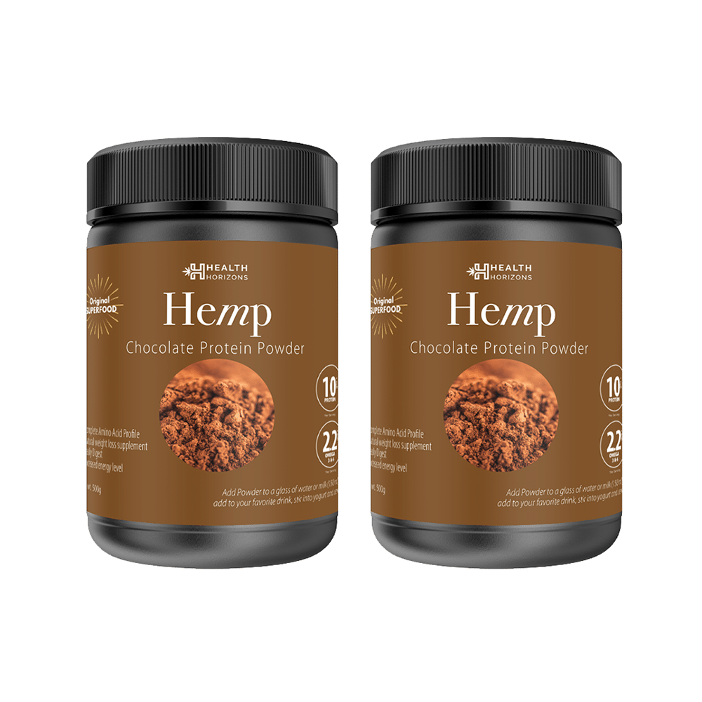 Health Horizons Hemp Protein Powder (500gm Each) for Lean Muscles Chocolate