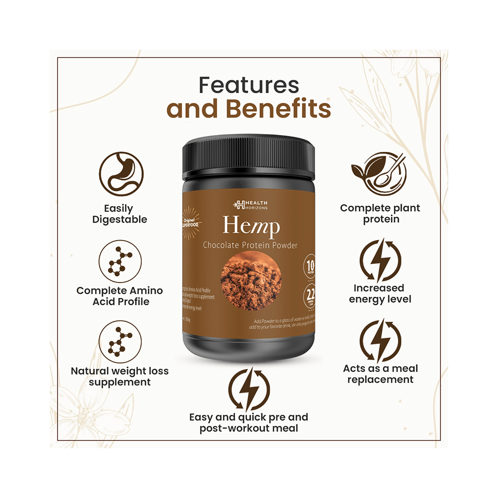 Health Horizons Hemp Protein Powder (500gm Each) for Lean Muscles Chocolate - Image 6