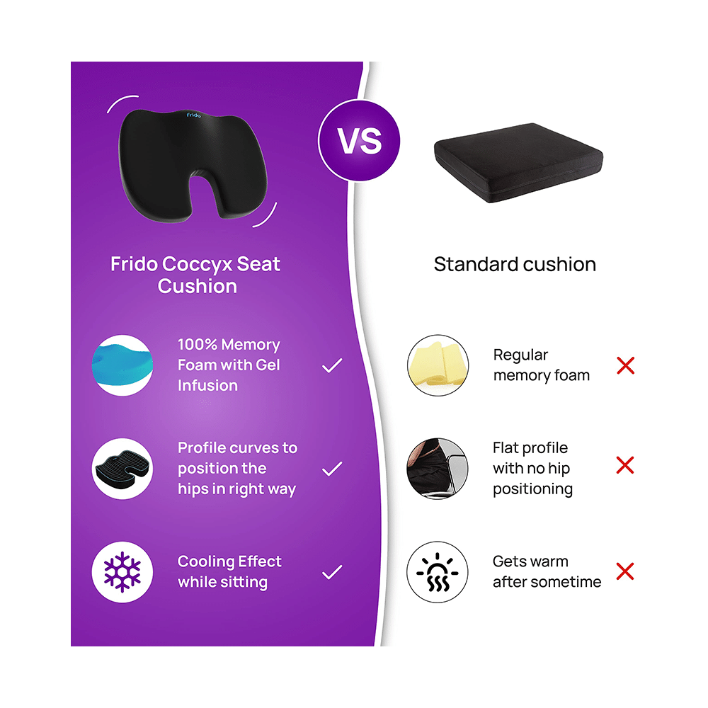 Frido Ultimate Coccyx Seat Cushion with Cooling Effect & Memory Foam Regular - Image 4