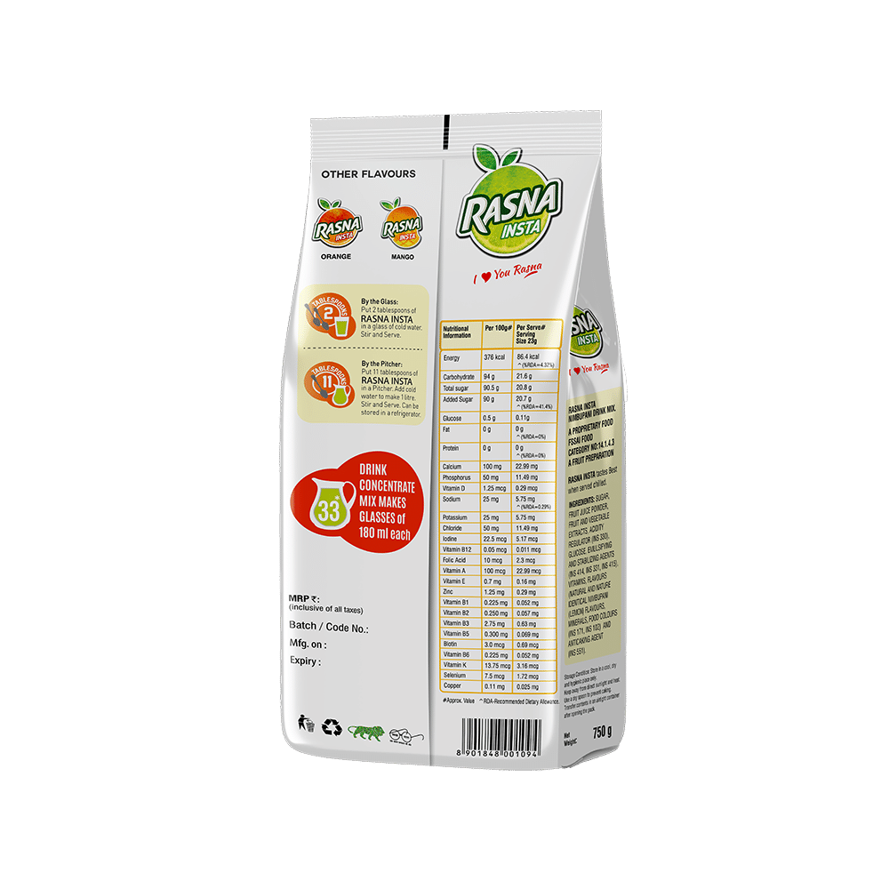 Rasna Insta with Glucose & Minerals | Flavour Instant Nimbupani (Lemon) - Image 2