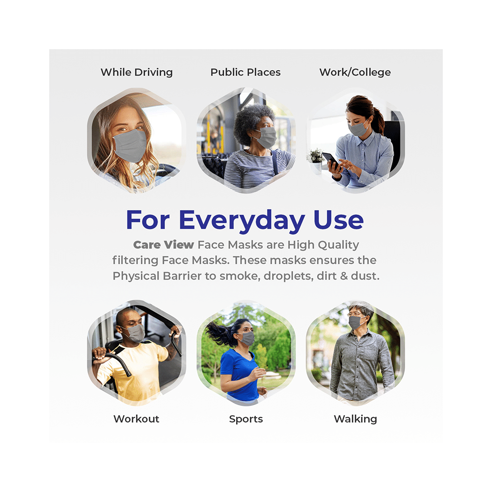 Care View CV2992 Sitra Approved 3 Ply Colored Disposable Surgical Mask with Built in Metal Nose Pin and 1 Melt Blown Layer (50 Each) Grey - Image 4