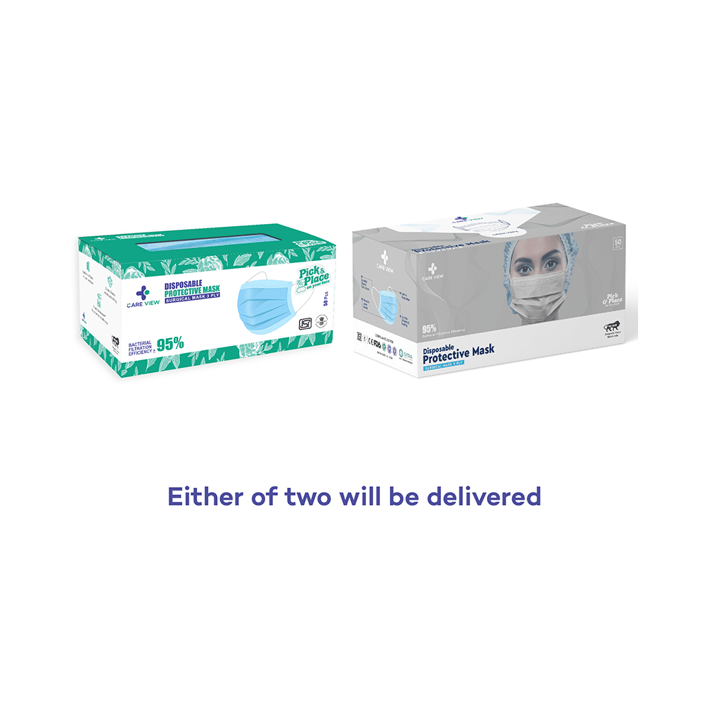 Care View CV2992 Sitra Approved 3 Ply Colored Disposable Surgical Mask with Built in Metal Nose Pin and 1 Melt Blown Layer (50 Each) Grey - Image 7