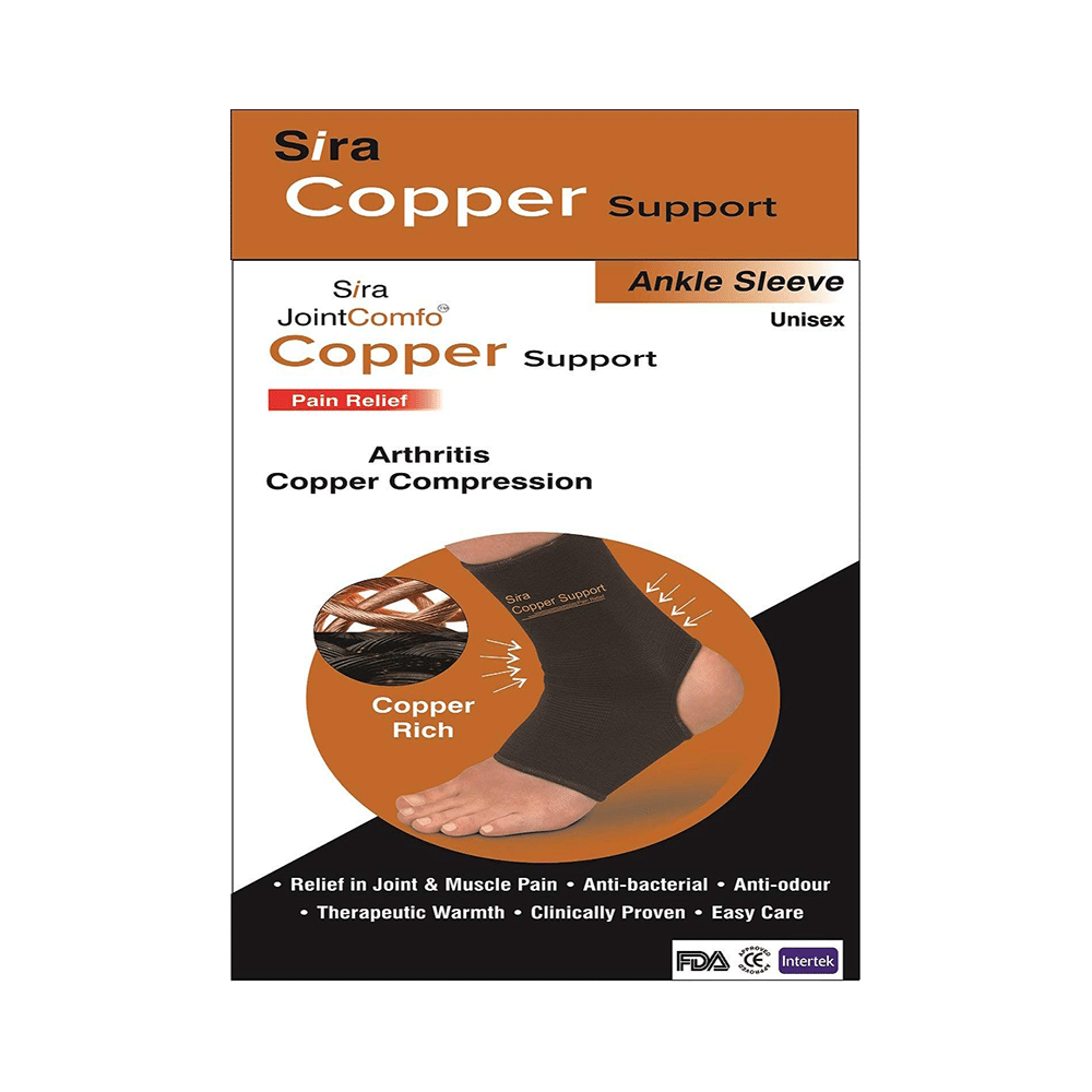 Sira Copper Compression Ankle Sleeve Support Small