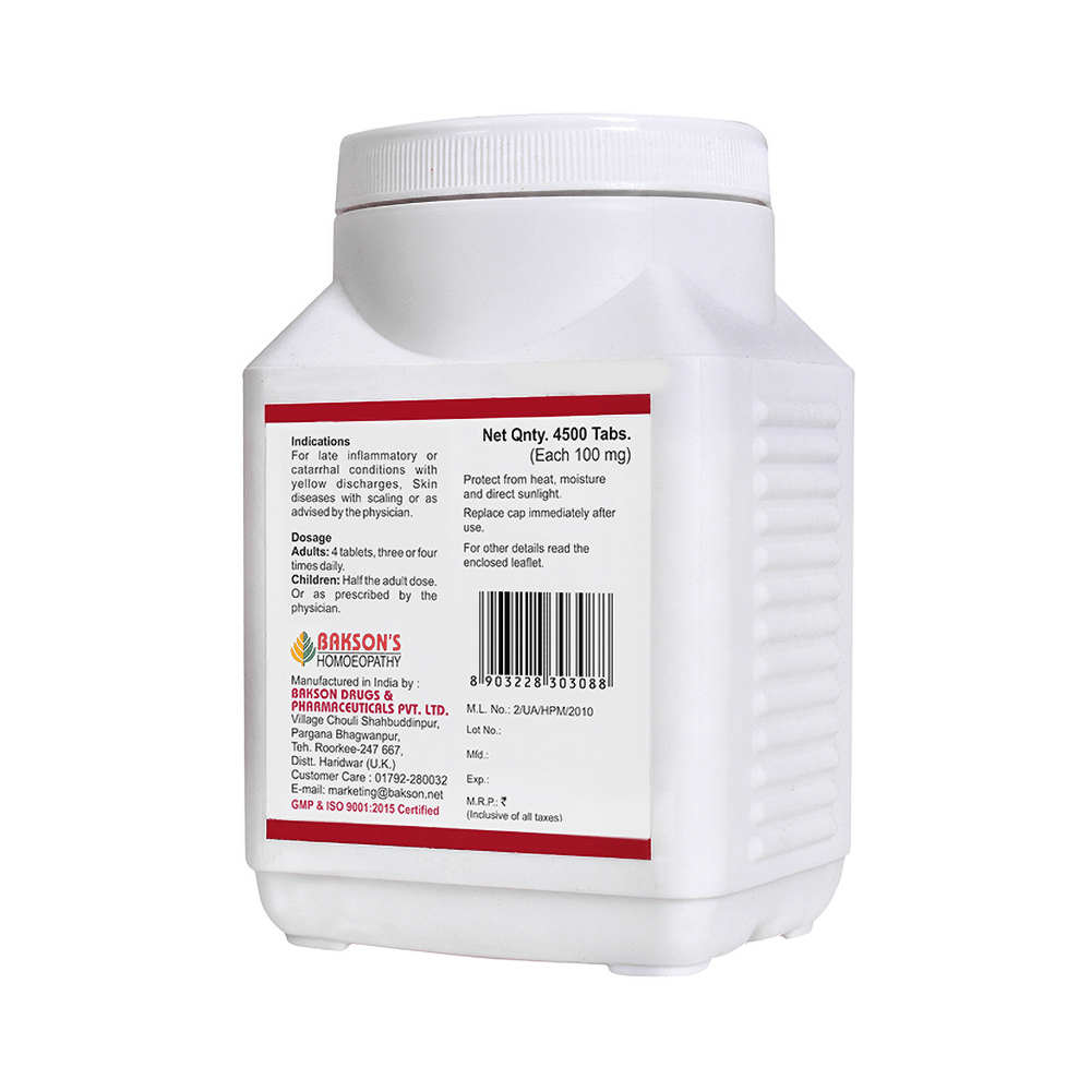Bakson's Homeopathy Kali Sulphuricum Biochemic Tablet 6X - Image 2