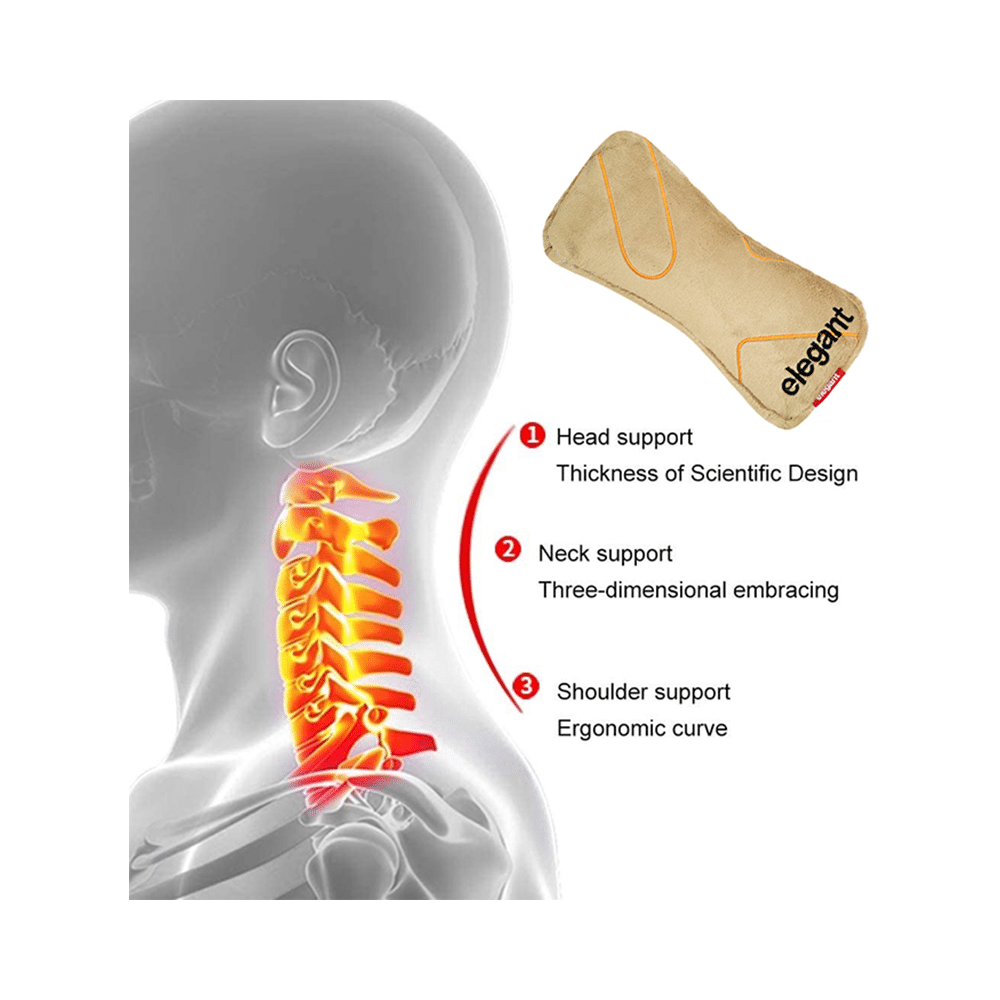 Elegant Fur Memory Foam Neck Support Beige - Image 4