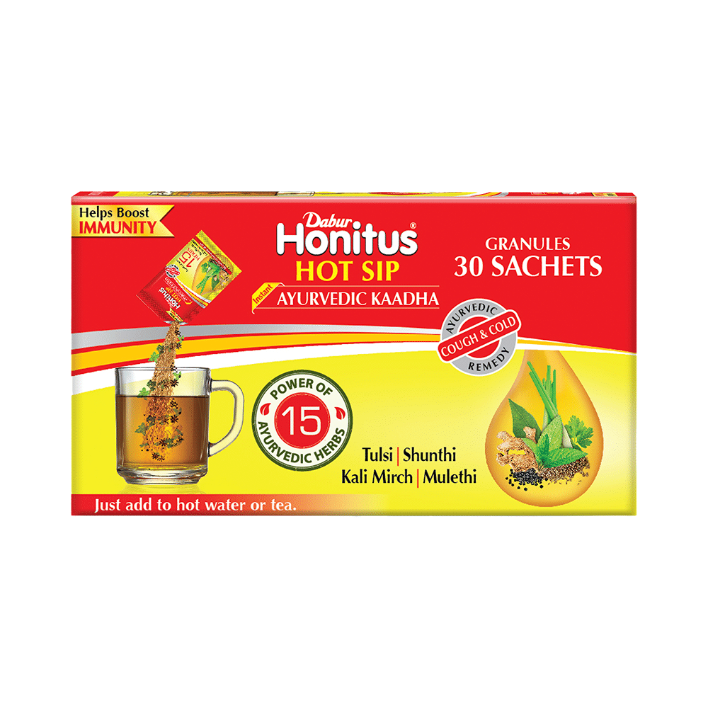 Dabur Honitus Hot Sip Ayurvedic Kaadha | For Cough, Cold & Immunity (4gm Each) - Image 1