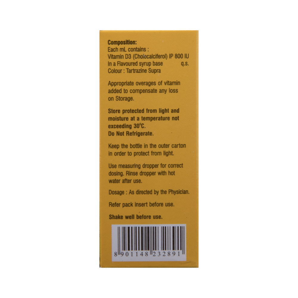 Kidrich-D3 Vitamin D3 (Cholecalciferol) 800 IU/ml Nano Drop | For Kids' Bone Health - Image 2