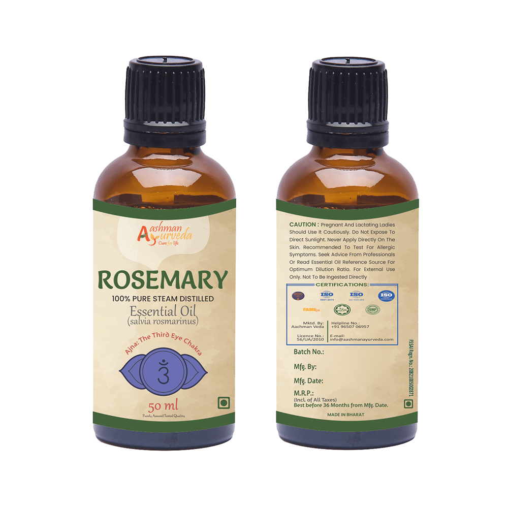 Aashman Ayurveda 100% Pure Steam Distilled Essential Oil (50ml Each) Rosemary - Image 3