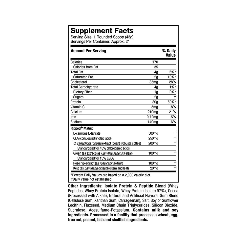 Muscletech Performance Series Nitro Tech Ripped Ultimate Protein+Weight Loss Formula Chocolate Fudge Brownie - Image 3