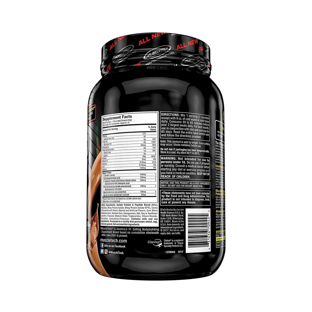 Muscletech Performance Series Nitro Tech Ripped Ultimate Protein+Weight Loss Formula Chocolate Fudge Brownie - Image 2