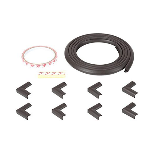 Safe-O-Kid Unique High Density L-Shaped 2mtr Long Mini 2 Edge Guard with 8 Corner Cushions Brown - Image 1