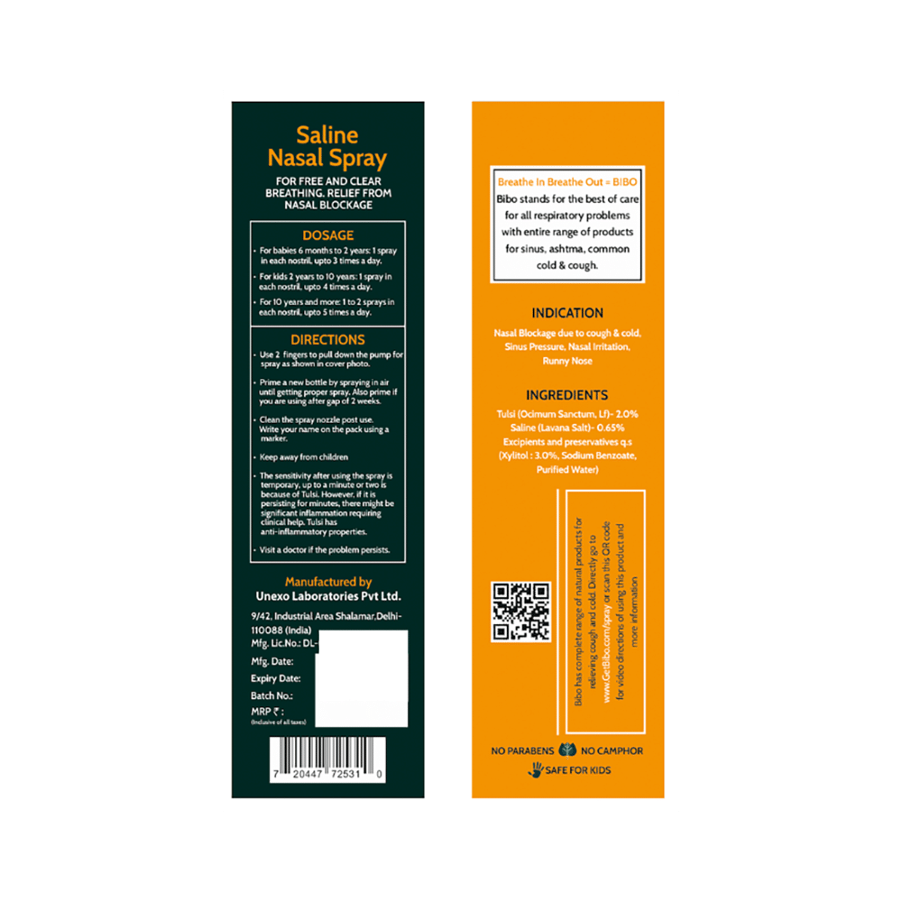 Bibo Saline Nasal Spray (15ml Each) - Image 5