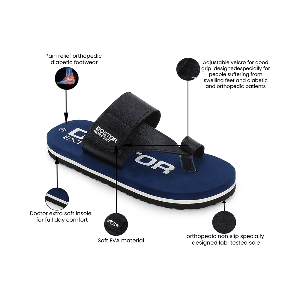 Doctor Extra Soft D26 Care Orthopaedic Diabetic Dr Stylish House Flip-Flop and Thump Ring Slip for Men Navy 5 - Image 9
