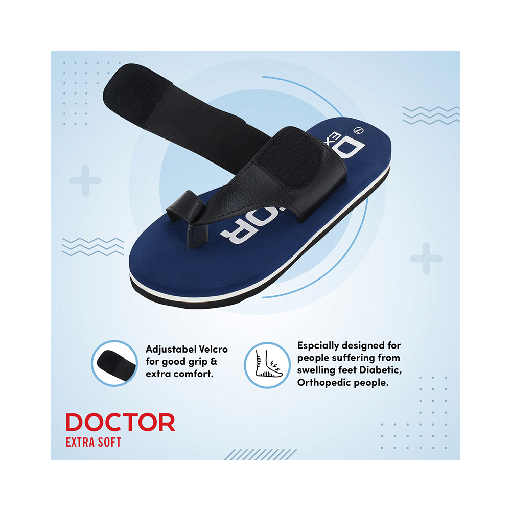 Doctor Extra Soft D26 Care Orthopaedic Diabetic Dr Stylish House Flip-Flop and Thump Ring Slip for Men Navy 5 - Image 10