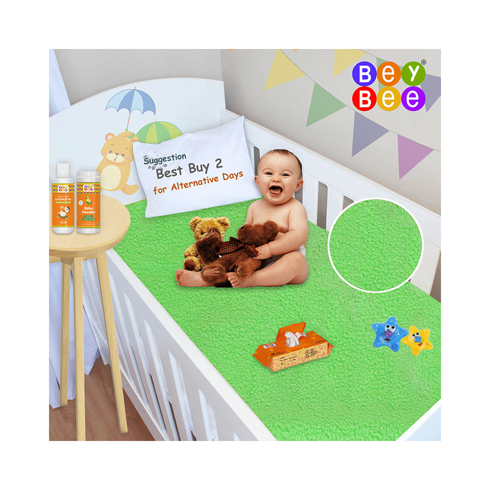 Bey Bee Waterproof Baby Bed Protector Dry Sheet for Toddlers (100cm X 70cm) Medium Light Green - Image 2