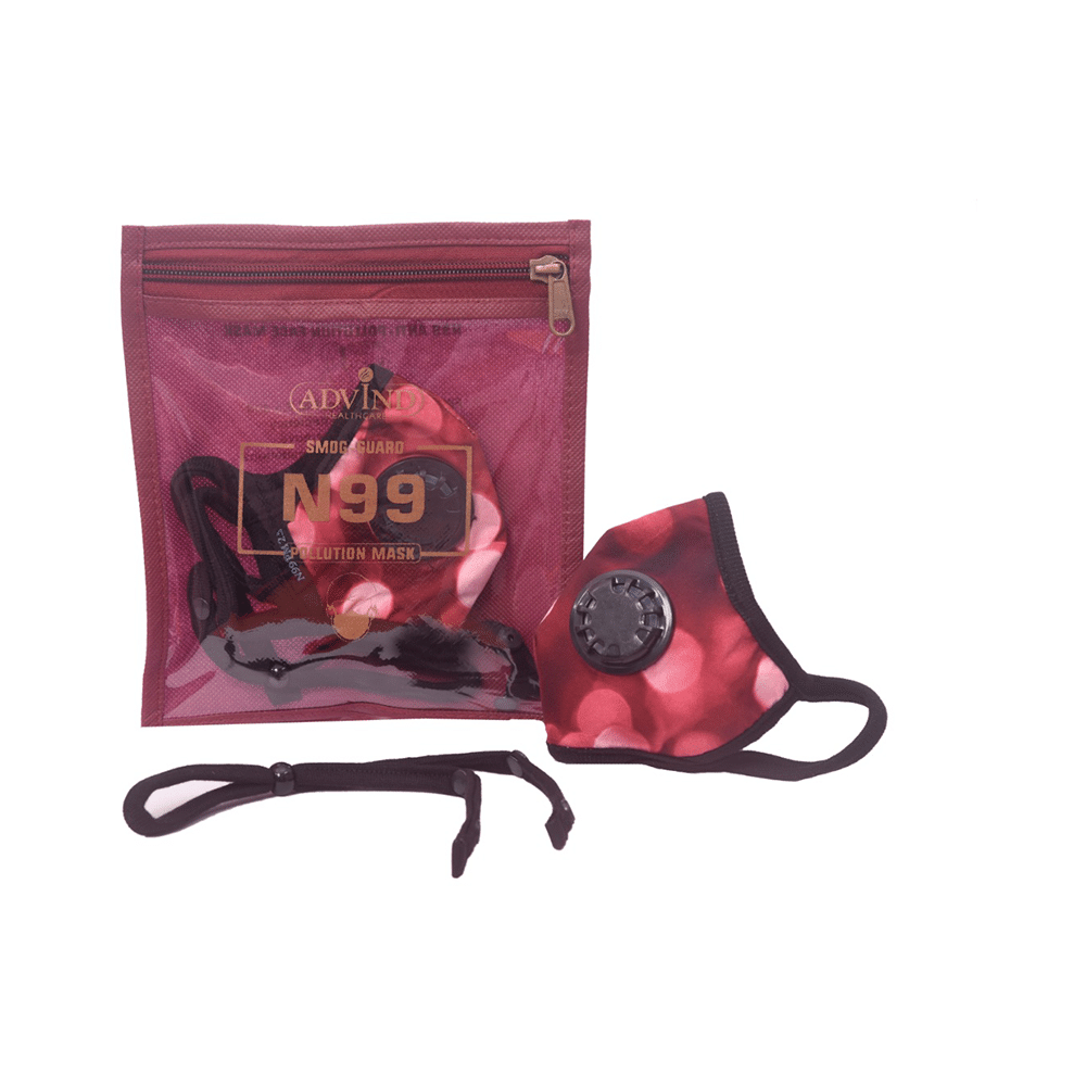 Advind Healthcare Smog-Guard N99 Pollution Mask for Kids Red Polka Dots Design with One Valve - Image 1
