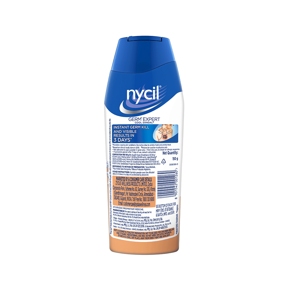 Nycil Germ Expert Cool Sandal Prickly Heat Powder with Nycil Cool Herbal 50gm Free - Image 3