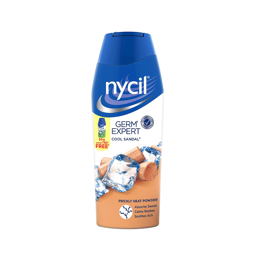 Nycil Germ Expert Cool Sandal Prickly Heat Powder with Nycil Cool Herbal 50gm Free - Image 2