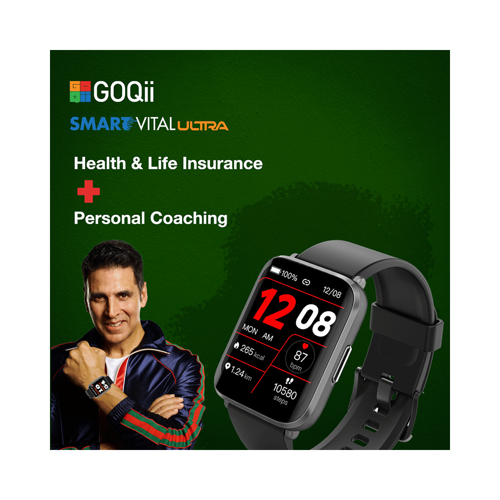 GOQii Smart Vital Ultra with 5 Lakh Health, 1 Lakh Life Insurance and 3 Months Free Health & Fitness Coaching Grey - Image 4